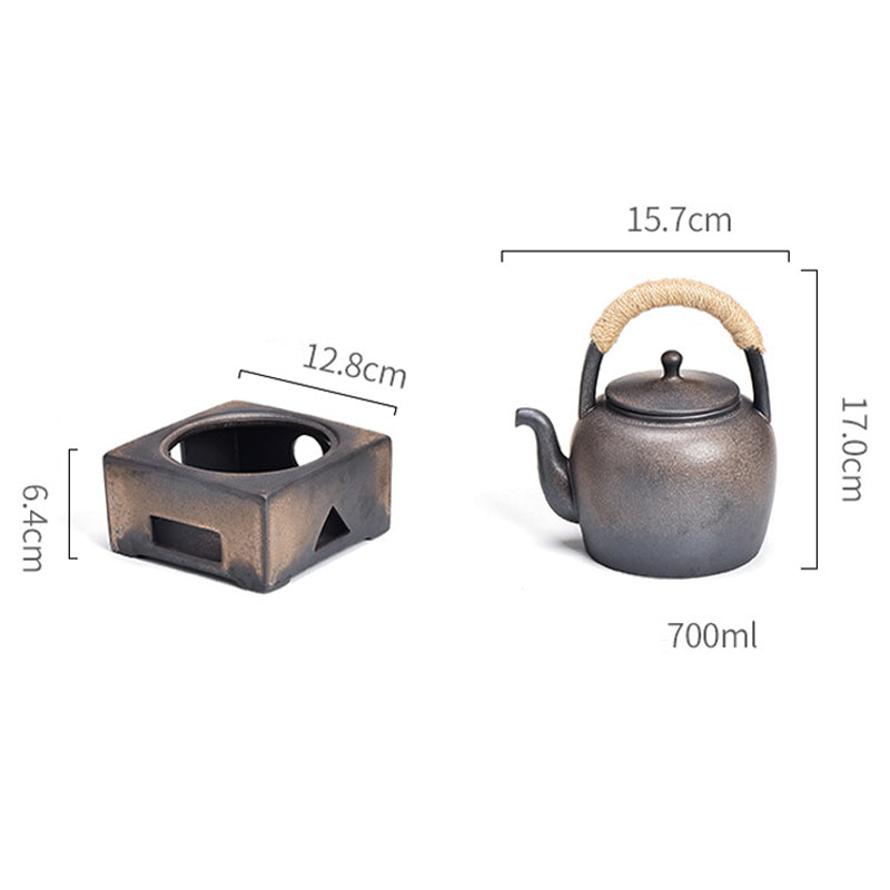 Buddha Stones Retro Brown Chinese Gongfu Tea Teiera in ceramica Kung Fu 700ml con base