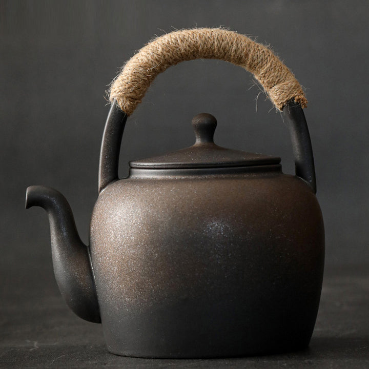 Buddha Stones Retro Brown Chinese Gongfu Tea Teiera in ceramica Kung Fu 700ml con base