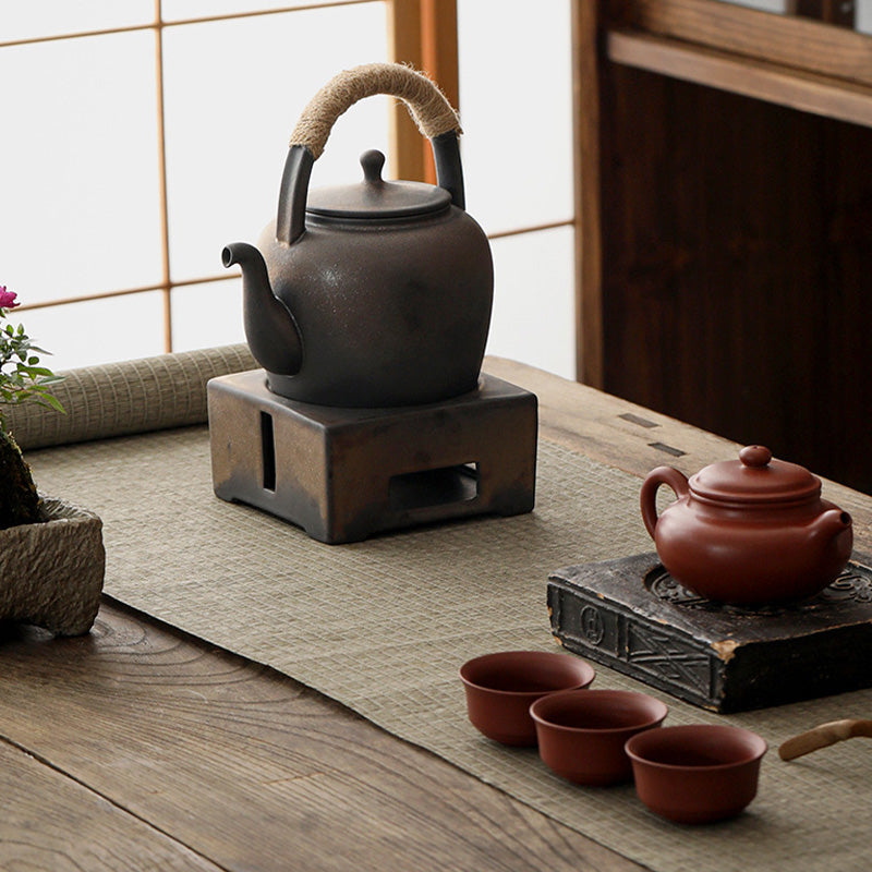 Buddha Stones Retro Brown Chinese Gongfu Tea Teiera in ceramica Kung Fu 700ml con base