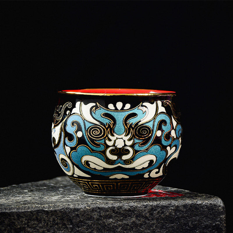 Buddha Stones Maschera dell'Opera di Pechino Modello Ceramica Gaiwan Sancai Tazza da Tè Kung Fu Tazza da Tè e Piattino con Coperchio Teiera
