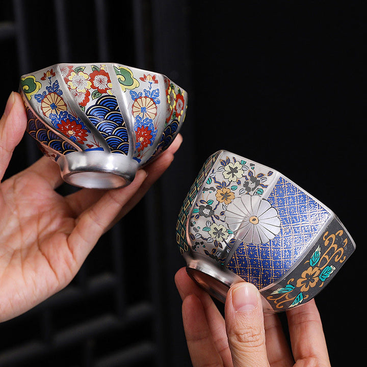 Buddha Stones Fiori di crisantemo Tazza da tè in ceramica Tazza da tè Kung Fu