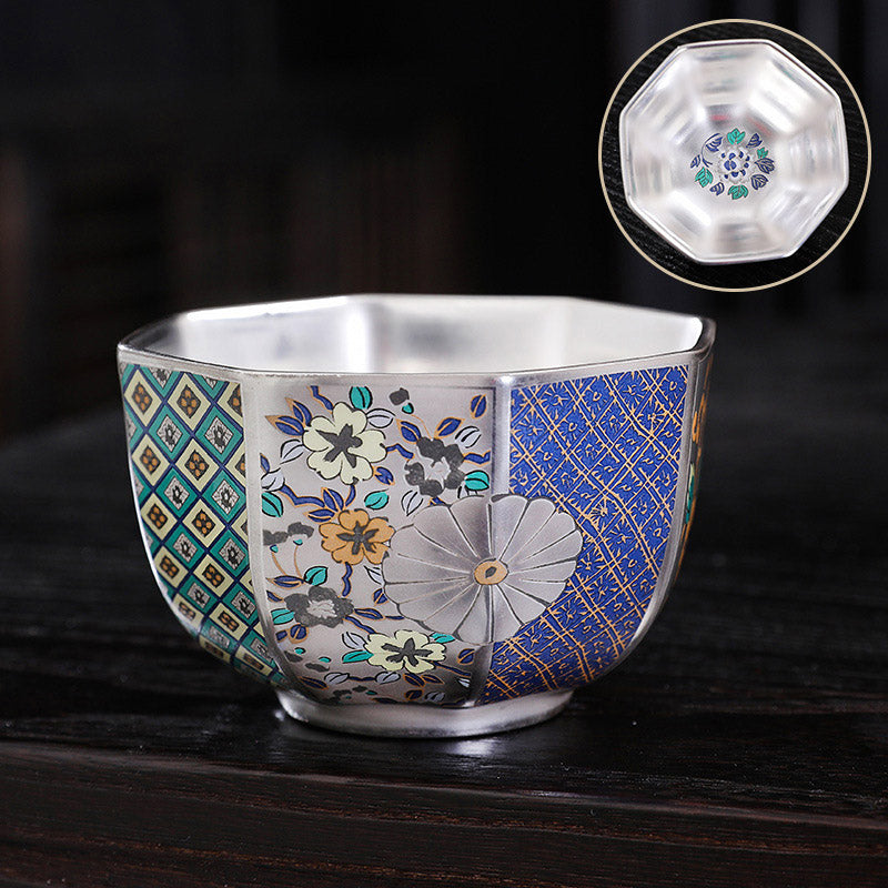 Buddha Stones Fiori di crisantemo Tazza da tè in ceramica Tazza da tè Kung Fu