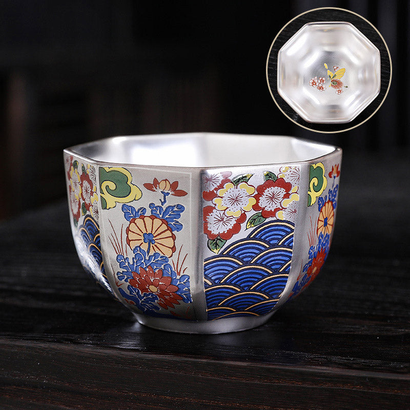 Buddha Stones Fiori di crisantemo Tazza da tè in ceramica Tazza da tè Kung Fu