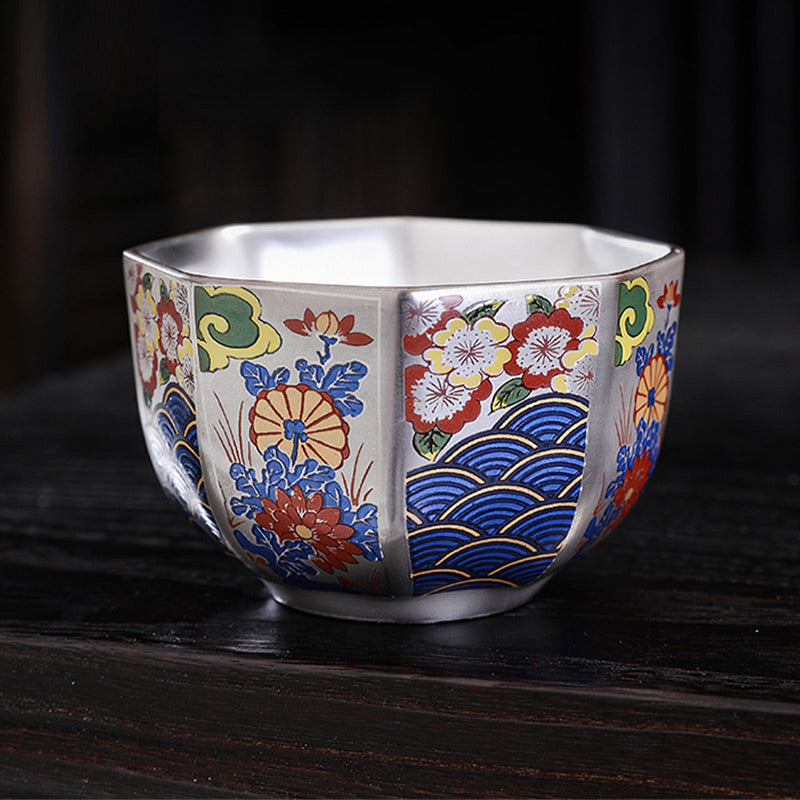 Buddha Stones Fiori di crisantemo Tazza da tè in ceramica Tazza da tè Kung Fu