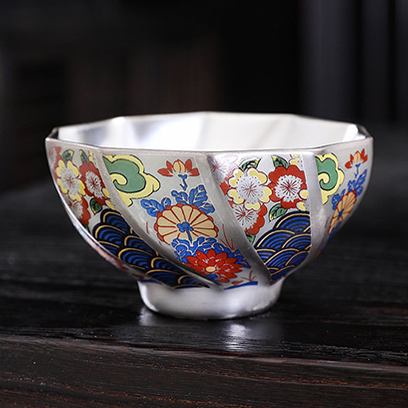 Buddha Stones Fiori di crisantemo Tazza da tè in ceramica Tazza da tè Kung Fu
