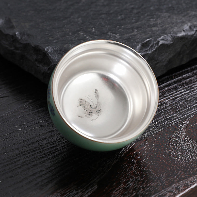 Buddha Stones Farfalla Pesce rosso Loto Koi Pesce Tazza da tè in ceramica Kung Fu Tazza da tè 120ml