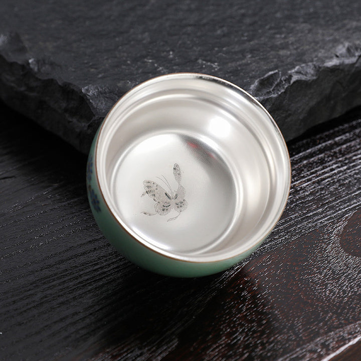 Buddha Stones Farfalla Pesce rosso Loto Koi Pesce Tazza da tè in ceramica Kung Fu Tazza da tè 120ml