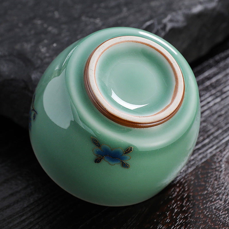 Buddha Stones Farfalla Pesce rosso Loto Koi Pesce Tazza da tè in ceramica Kung Fu Tazza da tè 120ml
