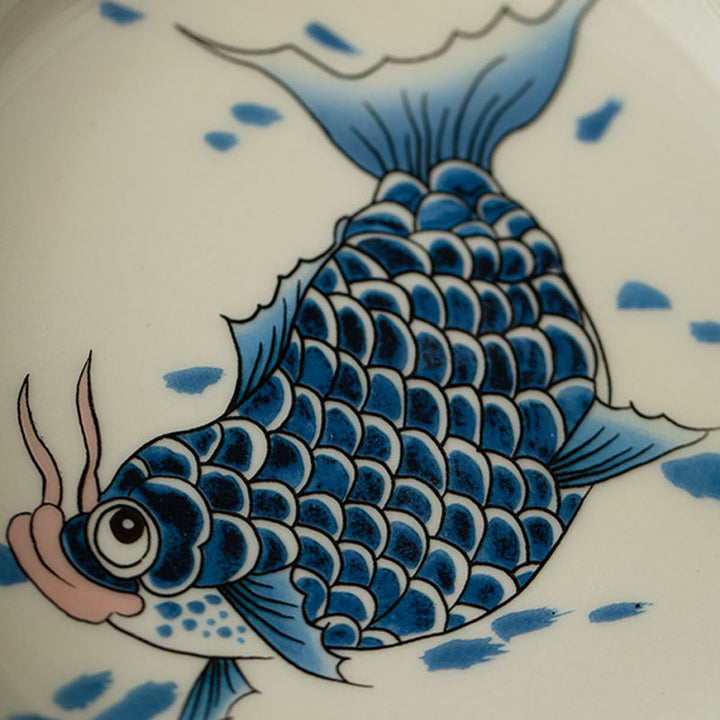 Buddha Stones Koi Fish Arowana Ceramica Gaiwan Sancai Tazza da tè Kung Fu Tazza da tè con coperchio 130ml
