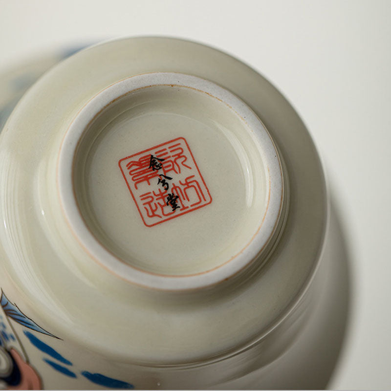 Buddha Stones Koi Fish Arowana Ceramica Gaiwan Sancai Tazza da tè Kung Fu Tazza da tè con coperchio 130ml