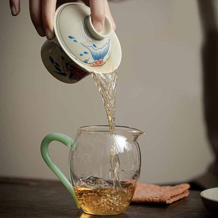 Buddha Stones Koi Fish Arowana Ceramica Gaiwan Sancai Tazza da tè Kung Fu Tazza da tè con coperchio 130ml