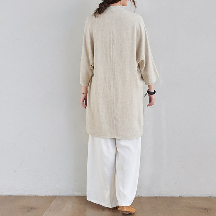 Buddha Stones 2 pezzi design semplice Zen Tai Chi Meditazione Abbigliamento cotone lino Top Pantaloni Set da donna - image 4