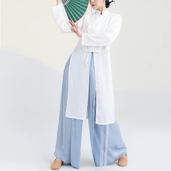Buddha Stones 2 pezzi abbigliamento da danza classica Zen Tai Chi abbigliamento da meditazione cotone top pantaloni set da donna