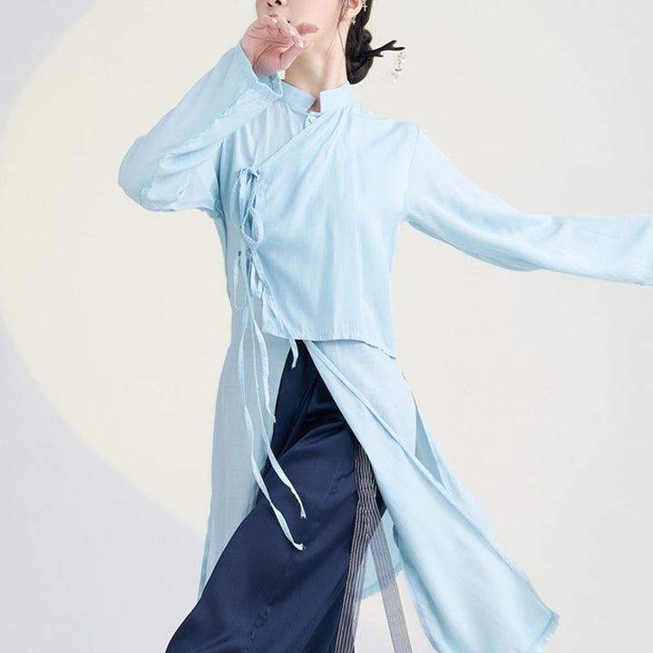 Buddha Stones 2 pezzi abbigliamento da danza classica Zen Tai Chi abbigliamento da meditazione cotone top pantaloni set da donna