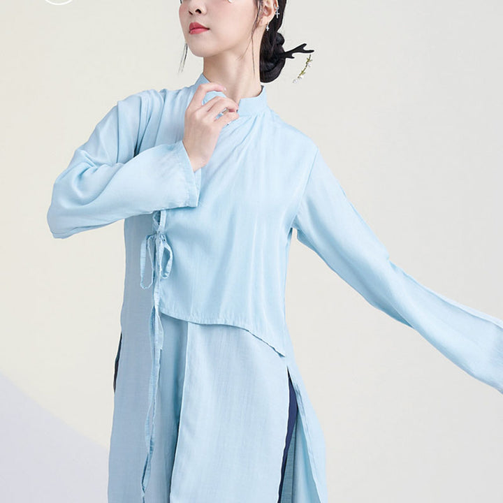 Buddha Stones 2 pezzi abbigliamento da danza classica Zen Tai Chi abbigliamento da meditazione cotone top pantaloni set da donna