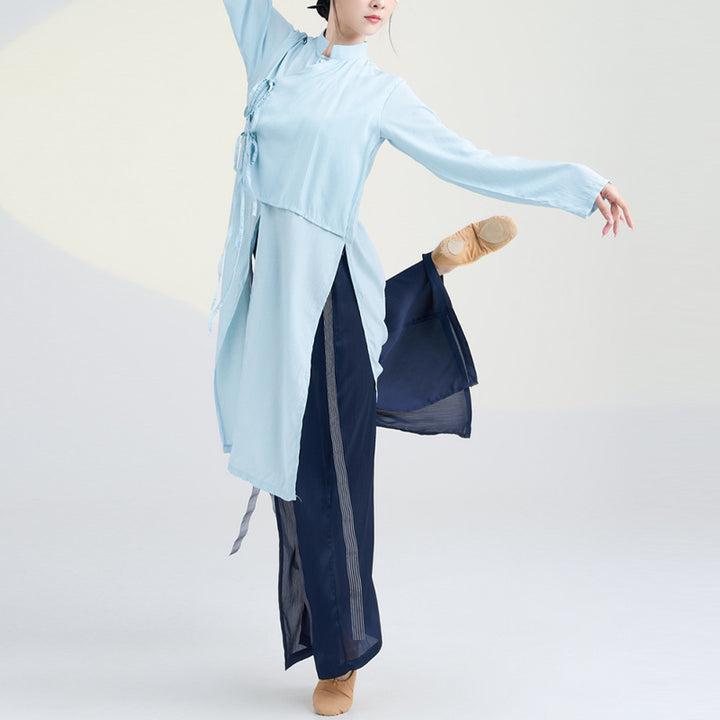 Buddha Stones 2 pezzi abbigliamento da danza classica Zen Tai Chi abbigliamento da meditazione cotone top pantaloni set da donna