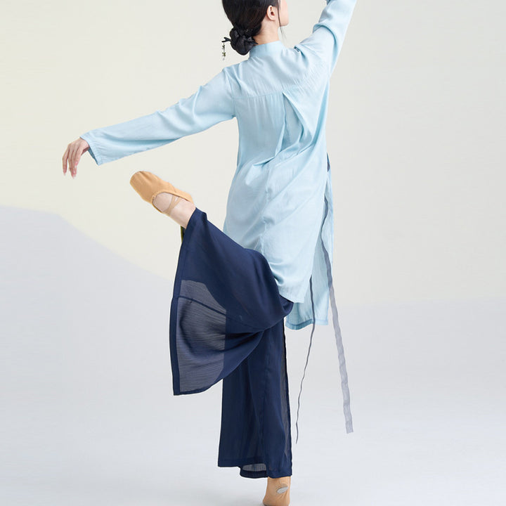 Buddha Stones 2 pezzi abbigliamento da danza classica Zen Tai Chi abbigliamento da meditazione cotone top pantaloni set da donna