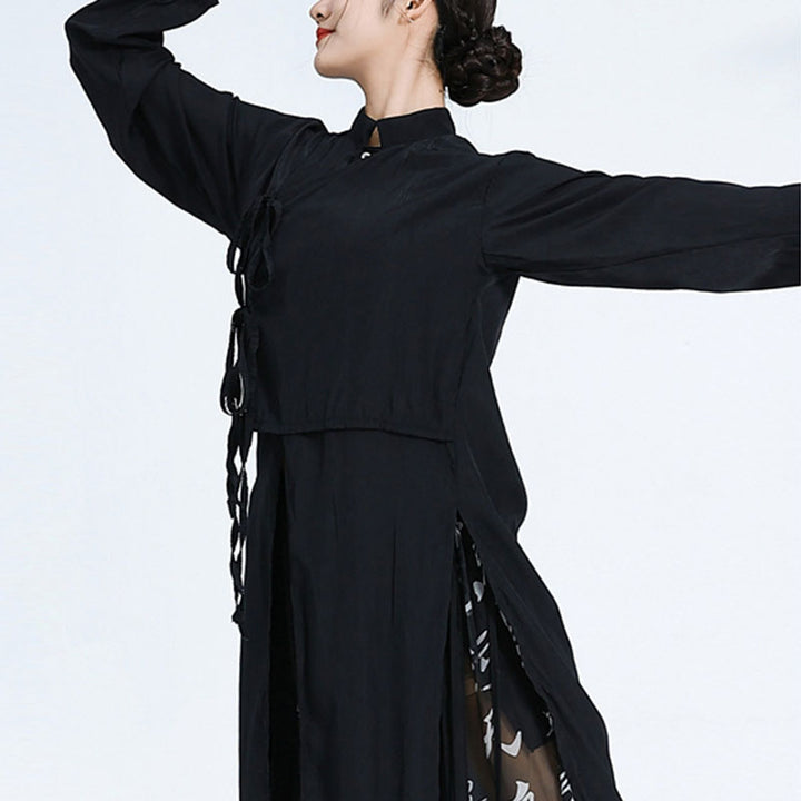 Buddha Stones 2 pezzi abbigliamento da danza classica Zen Tai Chi abbigliamento da meditazione cotone top pantaloni set da donna