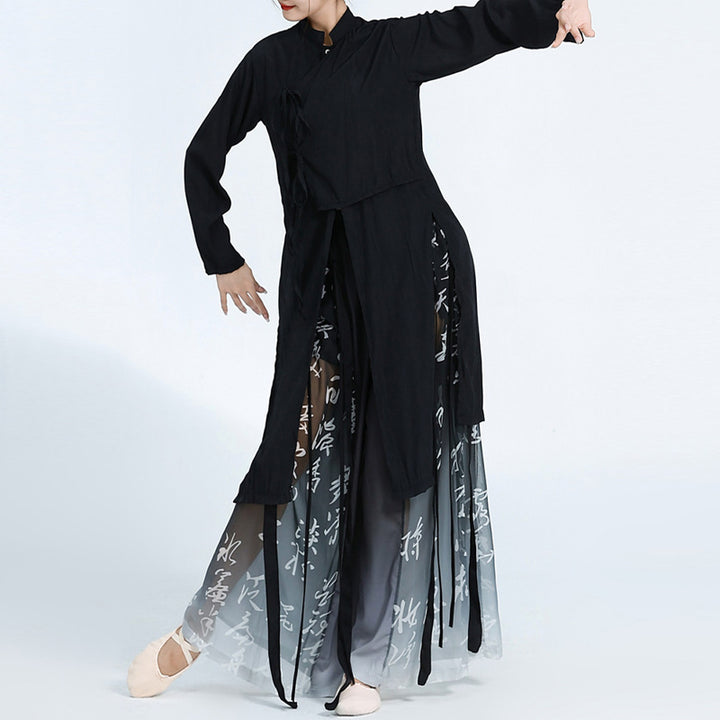 Buddha Stones 2 pezzi abbigliamento da danza classica Zen Tai Chi abbigliamento da meditazione cotone top pantaloni set da donna