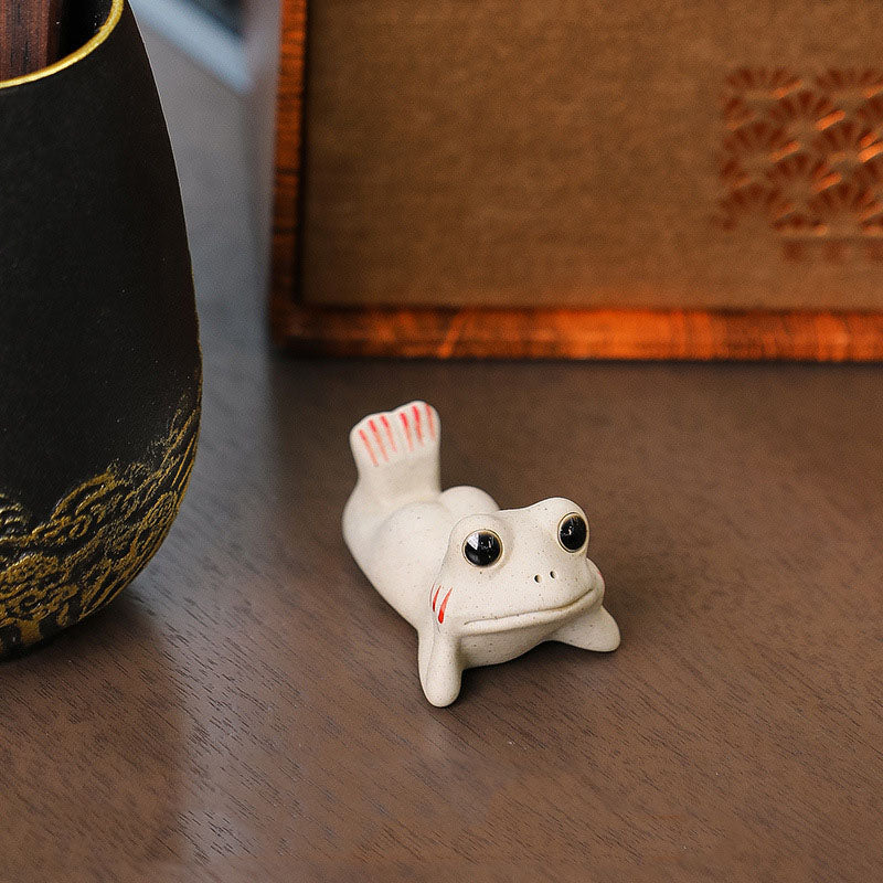 Buddha Stones Mini Piccola Rana in preghiera Ceramica Ricchezza Prosperità Casa Tè Animale domestico Figurina Decorazione - Piccola rana 5,5*3,5*3 cm - image 3