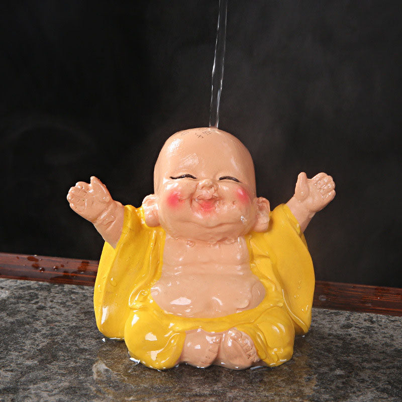 Buddha Stones che cambiano colore Buddha che ride Resina Tè Animale domestico Ricchezza Casa Figurina Decorazione - Buddha ridente giallo 9,5*6,5*7,5 cm - image 0