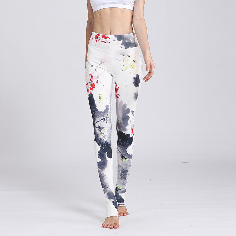 Pantaloni da yoga sportivi da donna con stampa di fiori di loto Buddha Stones