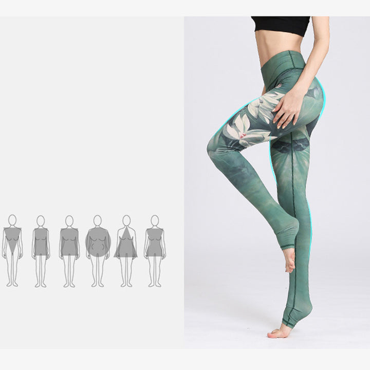 Pantaloni da yoga sportivi da donna con stampa di fiori di loto Buddha Stones - image 8