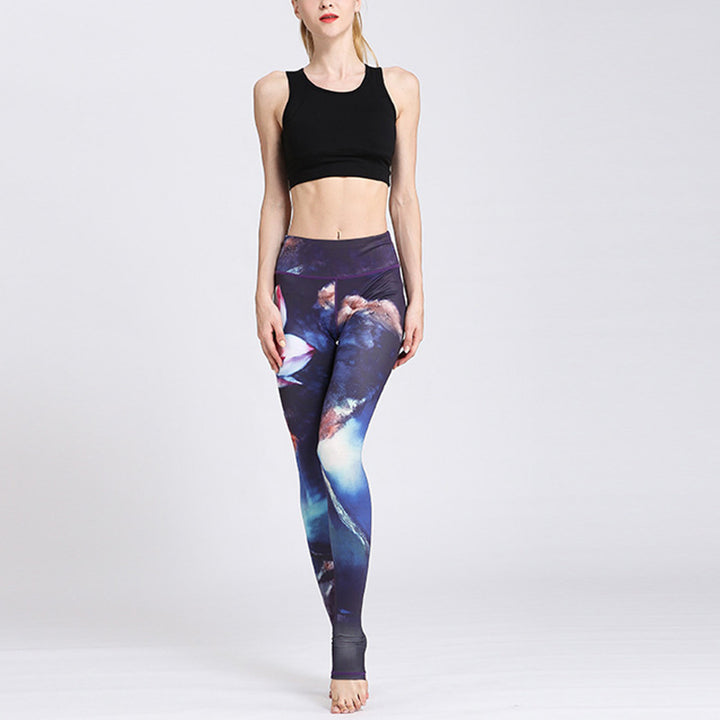 Pantaloni da yoga sportivi da donna con stampa di fiori di loto Buddha Stones