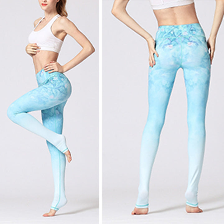 Pantaloni da yoga da donna con stampa floreale e fiori di loto e Buddha Stones - image 16