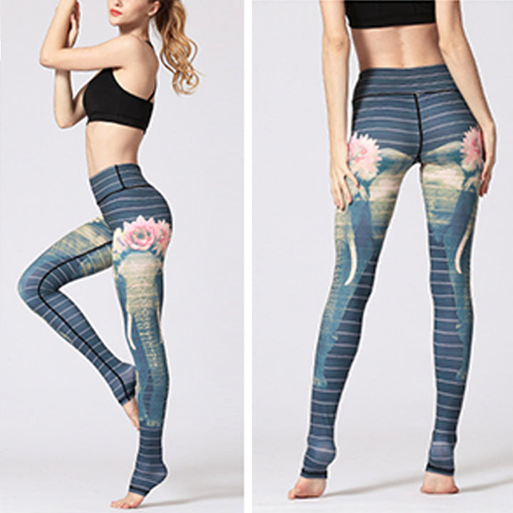Pantaloni da yoga da donna con stampa floreale e fiori di loto e Buddha Stones - image 26