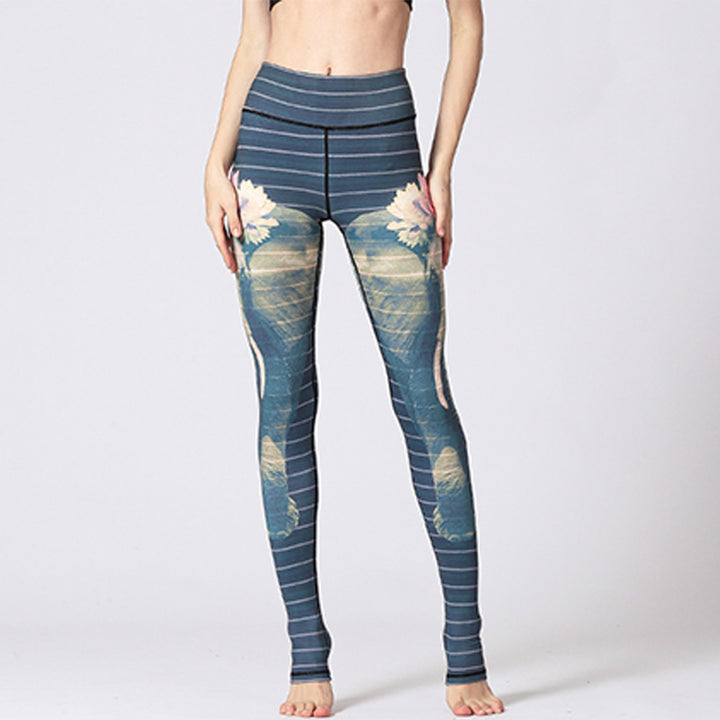 Pantaloni da yoga da donna con stampa floreale e fiori di loto e Buddha Stones - image 25