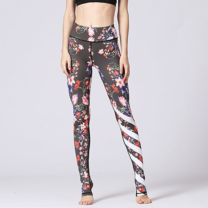 Pantaloni da yoga da donna con stampa floreale e fiori di loto e Buddha Stones - image 31