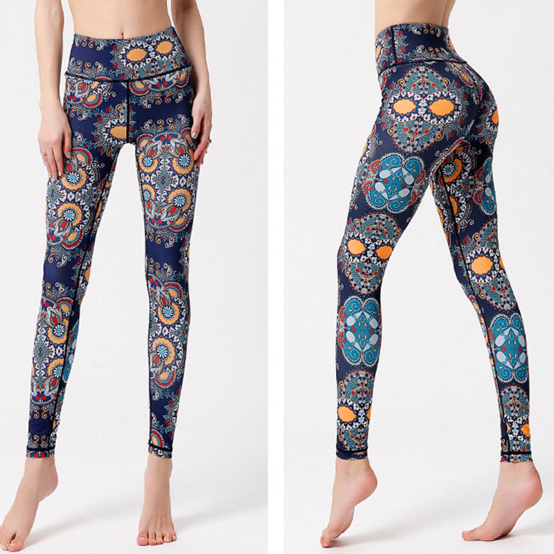 Pantaloni stampati Buddha Stones Flowers Leaves Birds Sport Fitness Yoga Danza Leggings Pantaloni yoga da donna - image 1