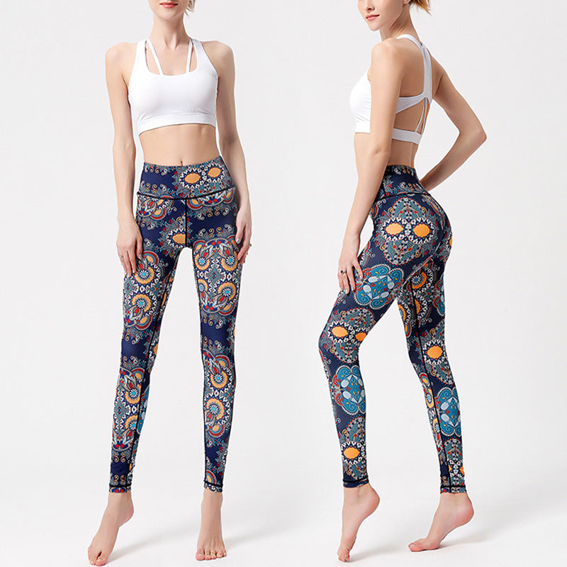 Pantaloni stampati Buddha Stones Flowers Leaves Birds Sport Fitness Yoga Danza Leggings Pantaloni yoga da donna - image 2