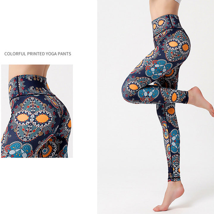 Pantaloni stampati Buddha Stones Flowers Leaves Birds Sport Fitness Yoga Danza Leggings Pantaloni yoga da donna - image 3