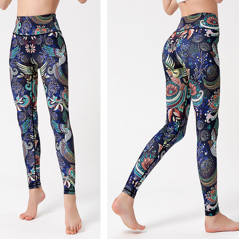 Pantaloni stampati Buddha Stones Flowers Leaves Birds Sport Fitness Yoga Danza Leggings Pantaloni yoga da donna - image 6