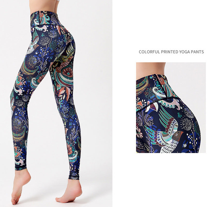 Pantaloni stampati Buddha Stones Flowers Leaves Birds Sport Fitness Yoga Danza Leggings Pantaloni yoga da donna - image 8