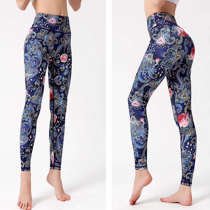 Pantaloni stampati Buddha Stones Flowers Leaves Birds Sport Fitness Yoga Danza Leggings Pantaloni yoga da donna - image 10
