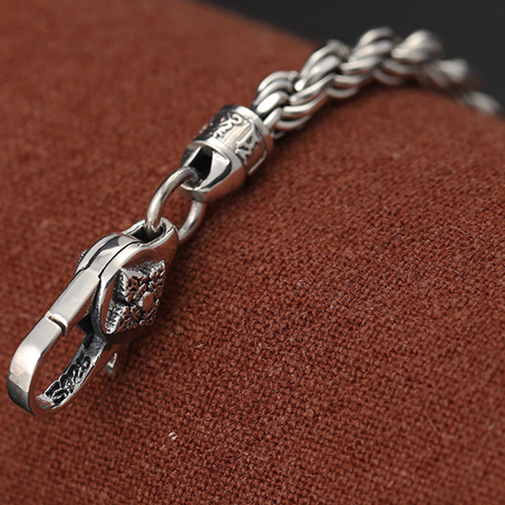 Buddha Stones 925 Sterling Silver Tibet Om Mani Padme Hum Doppio Dorje Vajra Twisted Design Bracciale Peace Love - image 5