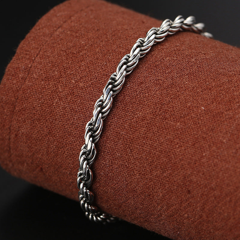 Buddha Stones 925 Sterling Silver Tibet Om Mani Padme Hum Doppio Dorje Vajra Twisted Design Bracciale Peace Love - image 4