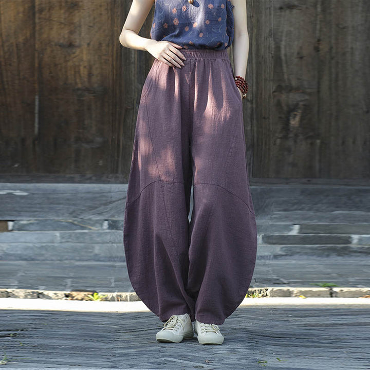Pantaloni in cotone e lino con Buddha Stones , pantaloni harem larghi, pantaloni da yoga zen tai chi da donna - image 5
