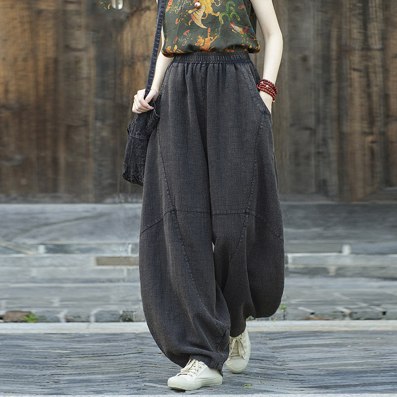 Pantaloni Buddha Stones, pantaloni harem larghi, stile Zen Yoga Tai Chi da donna - image 24