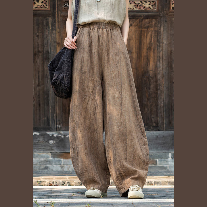 Pantaloni in lino e cotone ramiè Buddha Stones Pantaloni con design tie-dye Pantaloni larghi Zen Yoga da donna con tasche - image 5