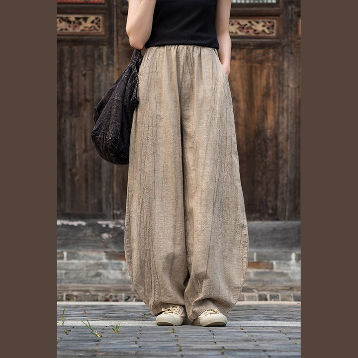 Pantaloni in lino e cotone ramiè Buddha Stones Pantaloni con design tie-dye Pantaloni larghi Zen Yoga da donna con tasche - image 9