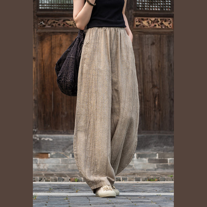 Pantaloni in lino e cotone ramiè Buddha Stones Pantaloni con design tie-dye Pantaloni larghi Zen Yoga da donna con tasche - image 11