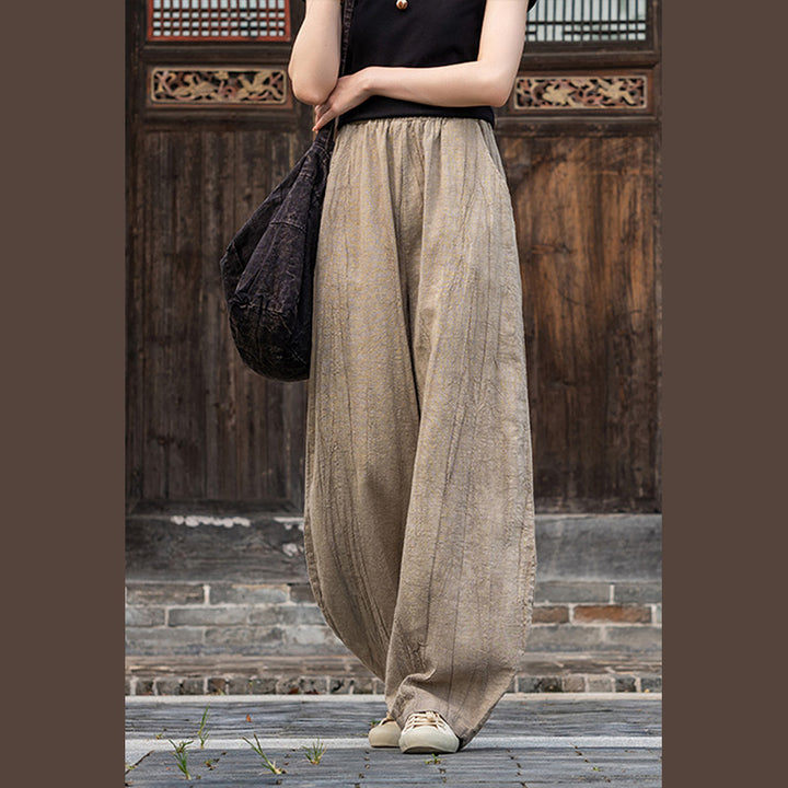 Pantaloni in lino e cotone ramiè Buddha Stones Pantaloni con design tie-dye Pantaloni larghi Zen Yoga da donna con tasche - image 10