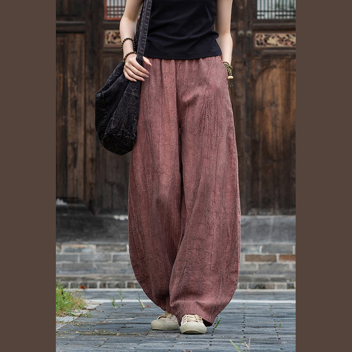 Pantaloni in lino e cotone ramiè Buddha Stones Pantaloni con design tie-dye Pantaloni larghi Zen Yoga da donna con tasche - image 19