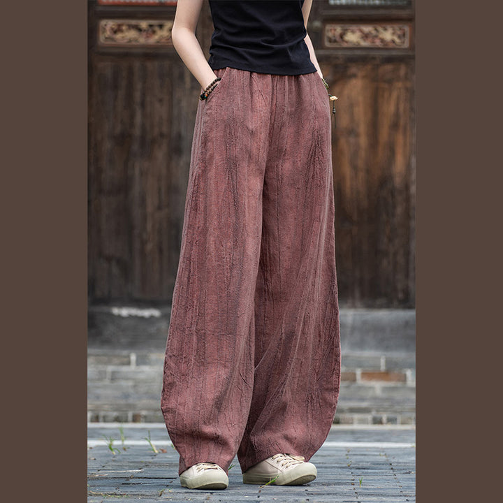 Pantaloni in lino e cotone ramiè Buddha Stones Pantaloni con design tie-dye Pantaloni larghi Zen Yoga da donna con tasche - image 20