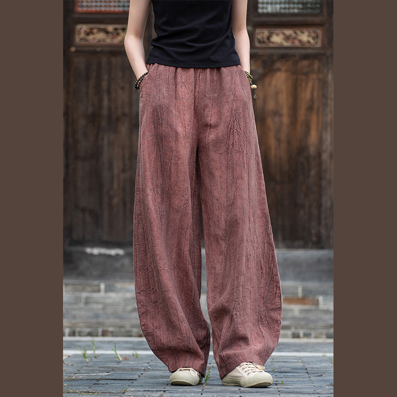 Pantaloni in lino e cotone ramiè Buddha Stones Pantaloni con design tie-dye Pantaloni larghi Zen Yoga da donna con tasche - image 18