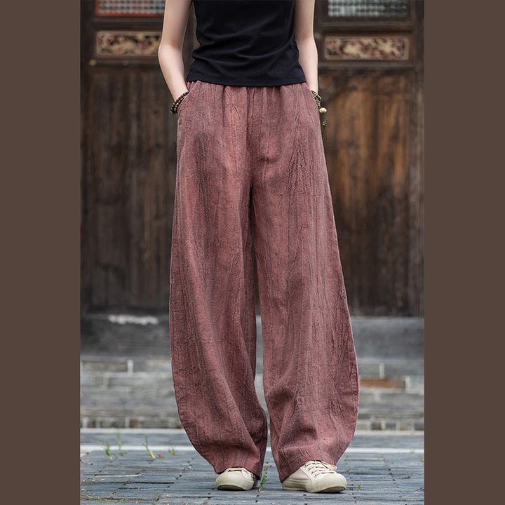 Pantaloni in lino e cotone ramiè Buddha Stones Pantaloni con design tie-dye Pantaloni larghi Zen Yoga da donna con tasche - image 18